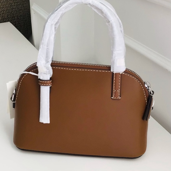 Tory Burch Emerson Dome Satchel Crossbody Bag Floral Applique NWT In Pac Leather - Picture 7 of 13